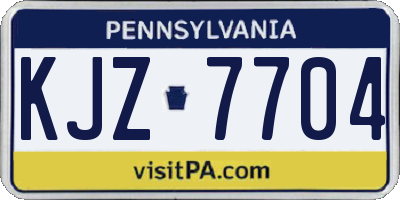 PA license plate KJZ7704