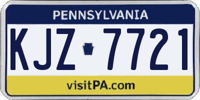 PA license plate KJZ7721