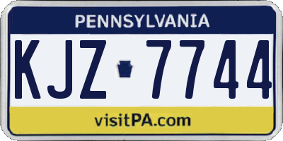 PA license plate KJZ7744