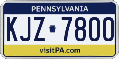 PA license plate KJZ7800