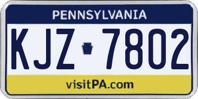 PA license plate KJZ7802
