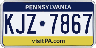PA license plate KJZ7867