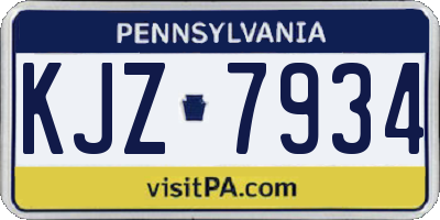 PA license plate KJZ7934