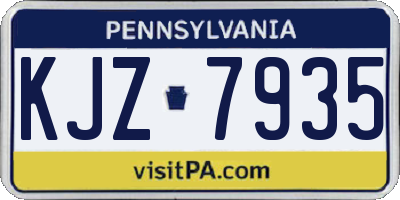 PA license plate KJZ7935