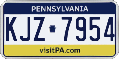 PA license plate KJZ7954