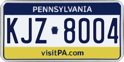 PA license plate KJZ8004