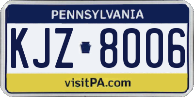 PA license plate KJZ8006