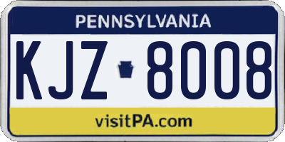 PA license plate KJZ8008