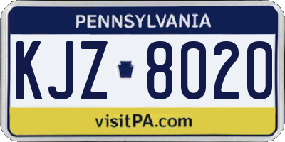 PA license plate KJZ8020