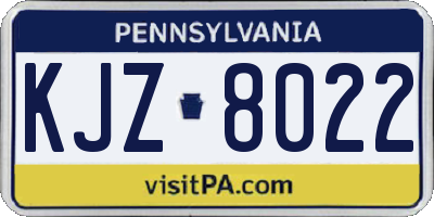 PA license plate KJZ8022