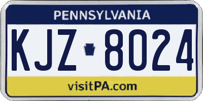 PA license plate KJZ8024