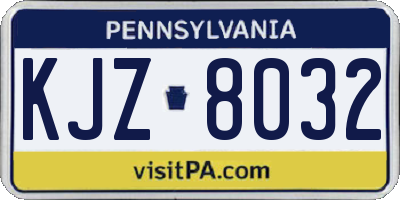 PA license plate KJZ8032