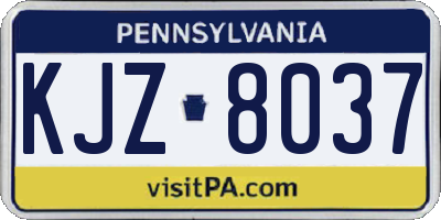 PA license plate KJZ8037