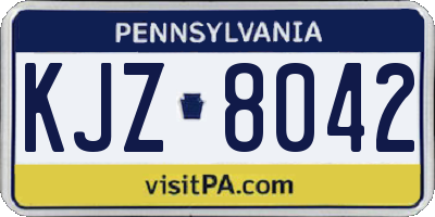PA license plate KJZ8042