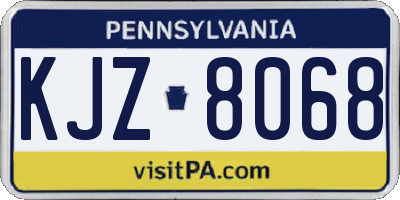 PA license plate KJZ8068