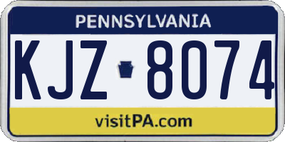 PA license plate KJZ8074