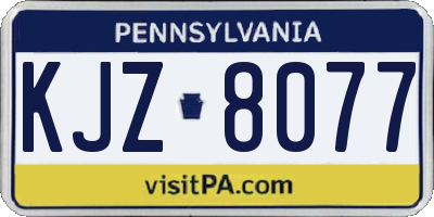 PA license plate KJZ8077
