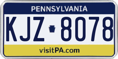 PA license plate KJZ8078