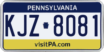 PA license plate KJZ8081