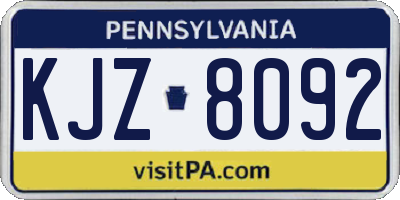 PA license plate KJZ8092