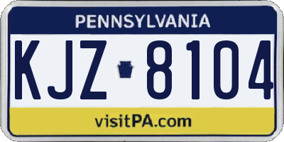 PA license plate KJZ8104