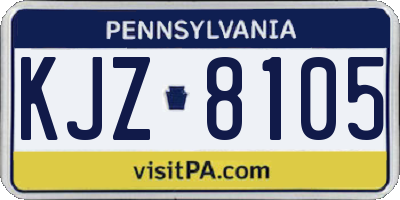 PA license plate KJZ8105