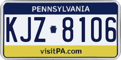 PA license plate KJZ8106