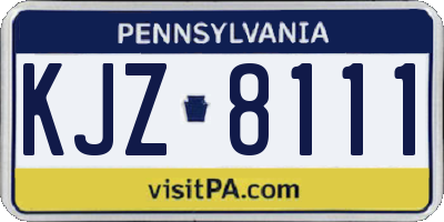PA license plate KJZ8111