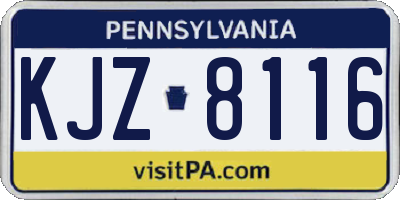 PA license plate KJZ8116