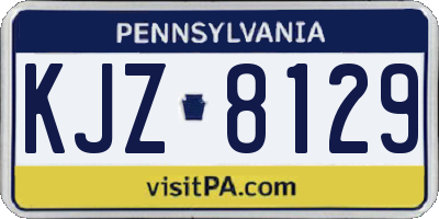 PA license plate KJZ8129