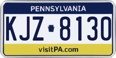 PA license plate KJZ8130