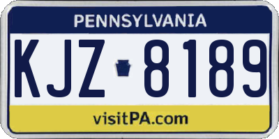PA license plate KJZ8189