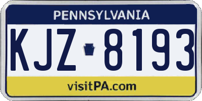 PA license plate KJZ8193