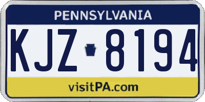 PA license plate KJZ8194
