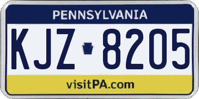 PA license plate KJZ8205
