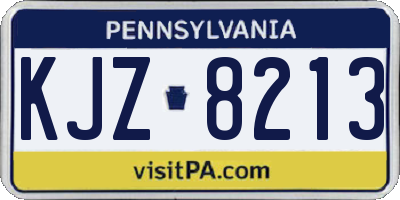 PA license plate KJZ8213