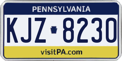 PA license plate KJZ8230