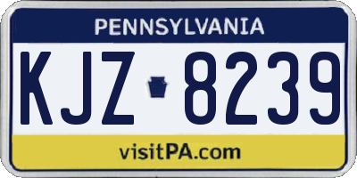 PA license plate KJZ8239