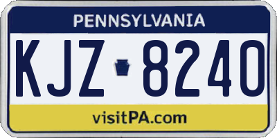 PA license plate KJZ8240
