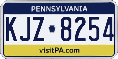 PA license plate KJZ8254