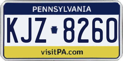 PA license plate KJZ8260