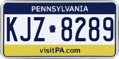 PA license plate KJZ8289