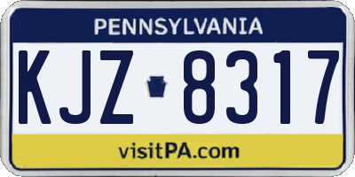 PA license plate KJZ8317