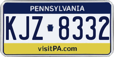 PA license plate KJZ8332