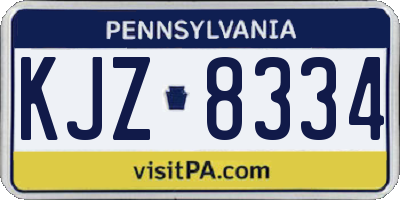 PA license plate KJZ8334