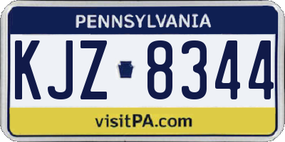 PA license plate KJZ8344