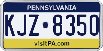 PA license plate KJZ8350