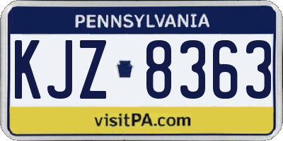 PA license plate KJZ8363