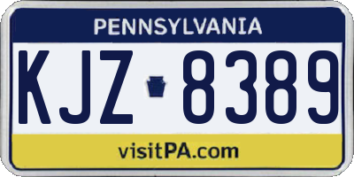 PA license plate KJZ8389