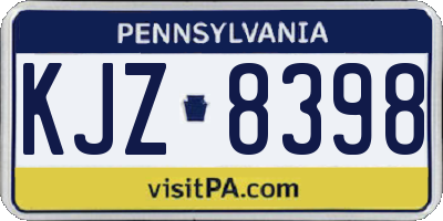 PA license plate KJZ8398